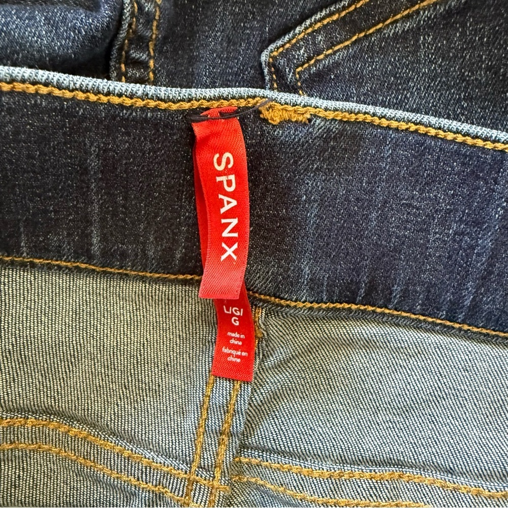 SPANX Ankle Length Skinny Jeans Dark Wash Denim Pull On Women’s Size L - Picture 10 of 11